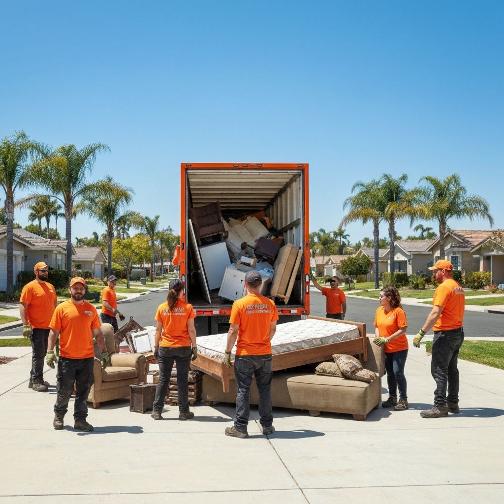 Crew loading a truck for junk removal in San Diego, USA